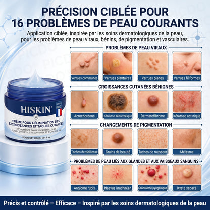 HISKIN® Crème Rénovatrice Ciblée 10-en-1 (Acrochordons & Taches) – Formule Botanique Sans Douleur ni Cicatrice, 7 Jours