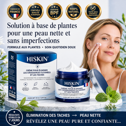 HISKIN® Crème Rénovatrice Ciblée 10-en-1 (Acrochordons & Taches) – Formule Botanique Sans Douleur ni Cicatrice, 7 Jours